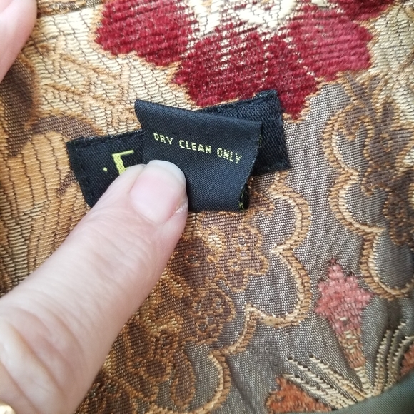 ELCC Gold Maroon Elegant Floral brocade Suit jacket LARGE Blazer - Picture 9 of 10